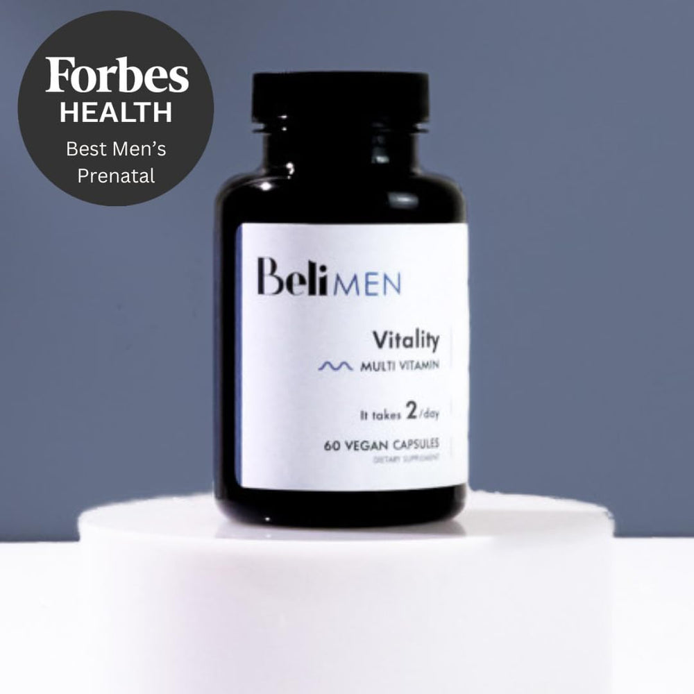 Beli Men Prenatal Multivitamin daily-use hand pickup demonstrates routine for energy and wellness.