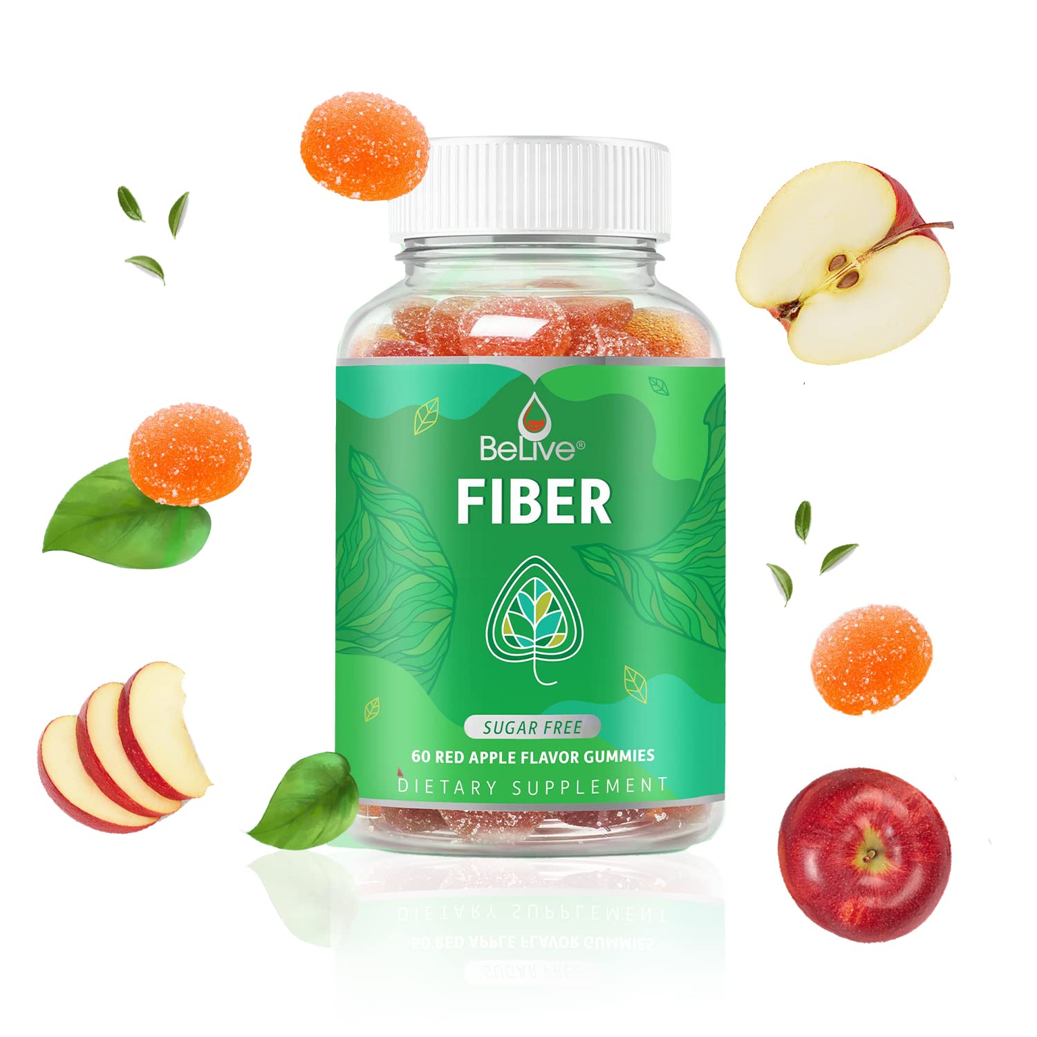 BeLive Fiber Gummies 60-count packaging highlights month-long supply