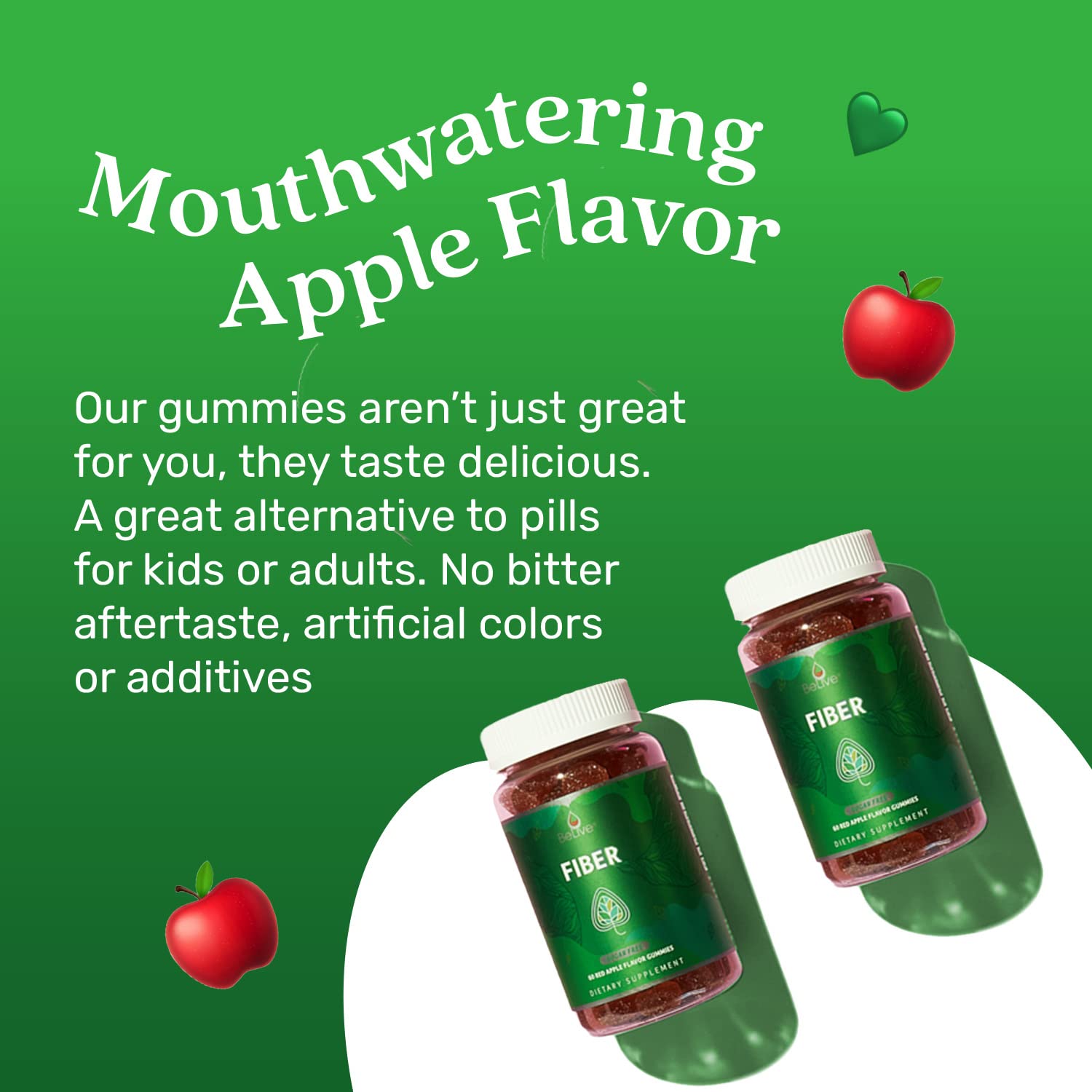 BeLive Fiber Gummies vegan formulation indicates plant-based, gelatin-free fiber option