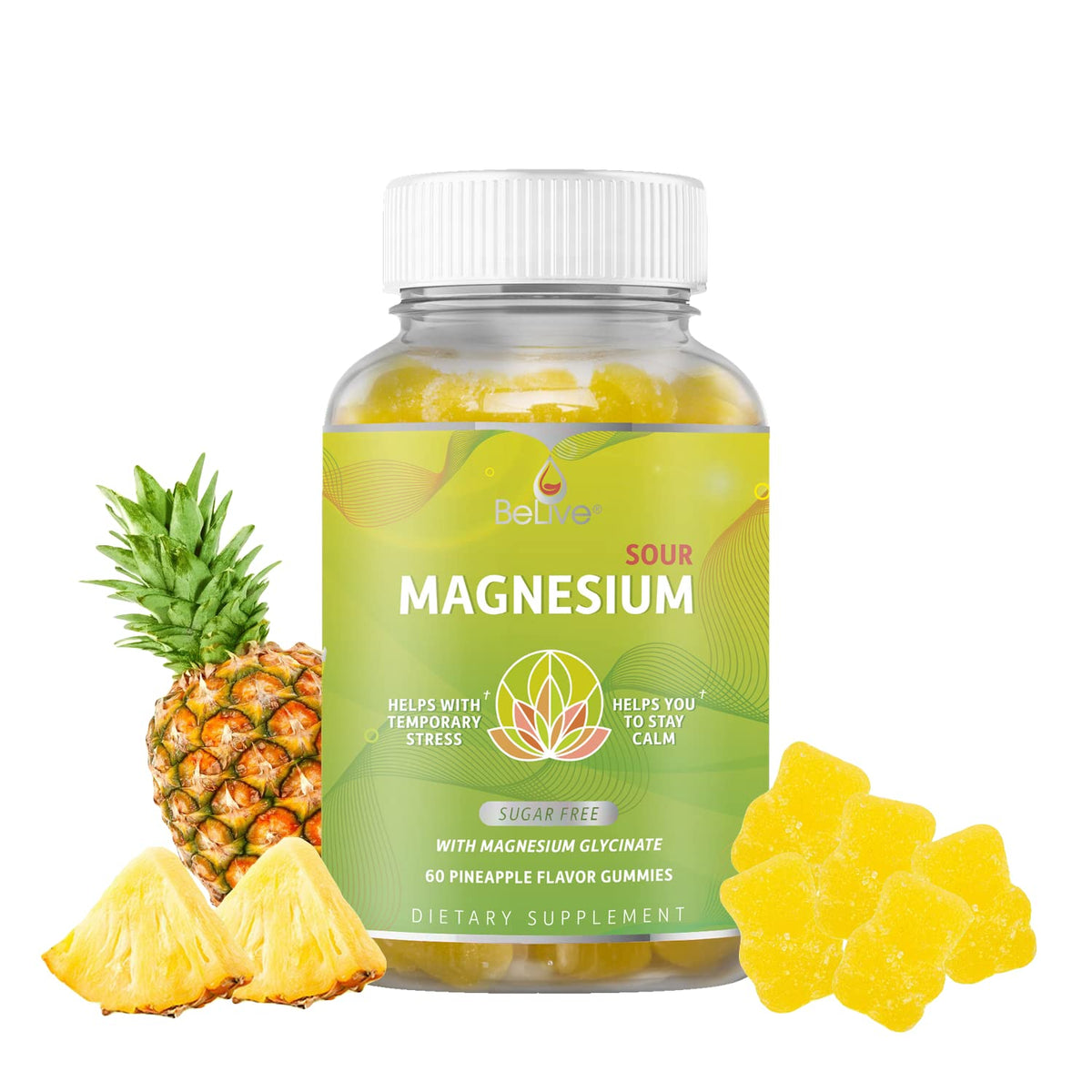 BeLive Magnesium Gummies bottle front supports a calmer daily routine