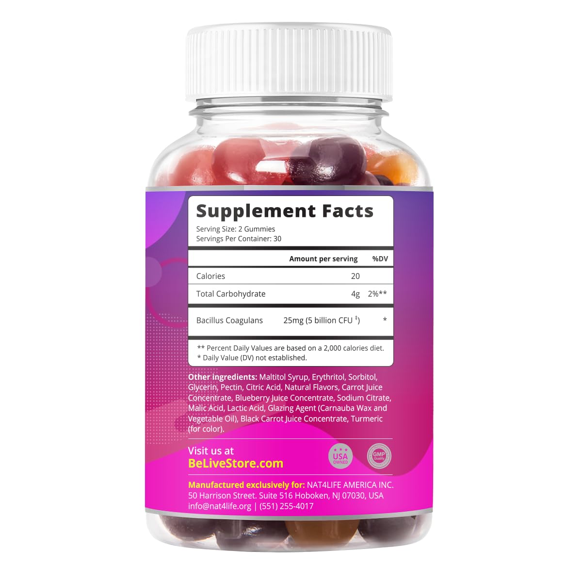 BeLive Probiotic Gummies close-up texture showing soft chewy consistency