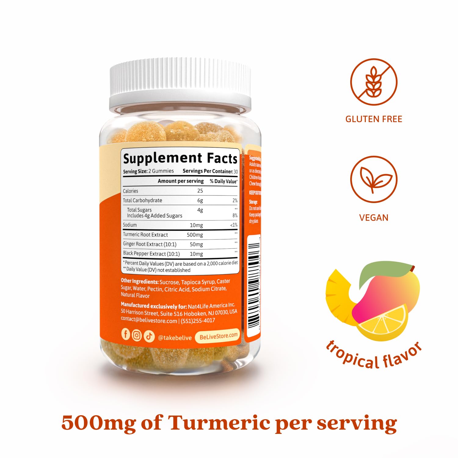 BeLive gummies with tropical flavor, a tasty daily routine for mobility and skin health.