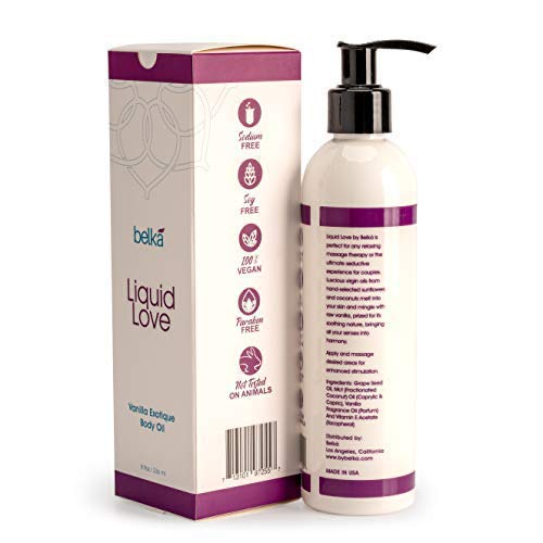 Belká Liquid Love Vanilla Exotique ingredients like sunflower and coconut for nourished skin