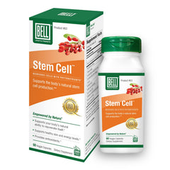 Bell Stem Cell Supplements bottle on shelf suggests daily vitality support.