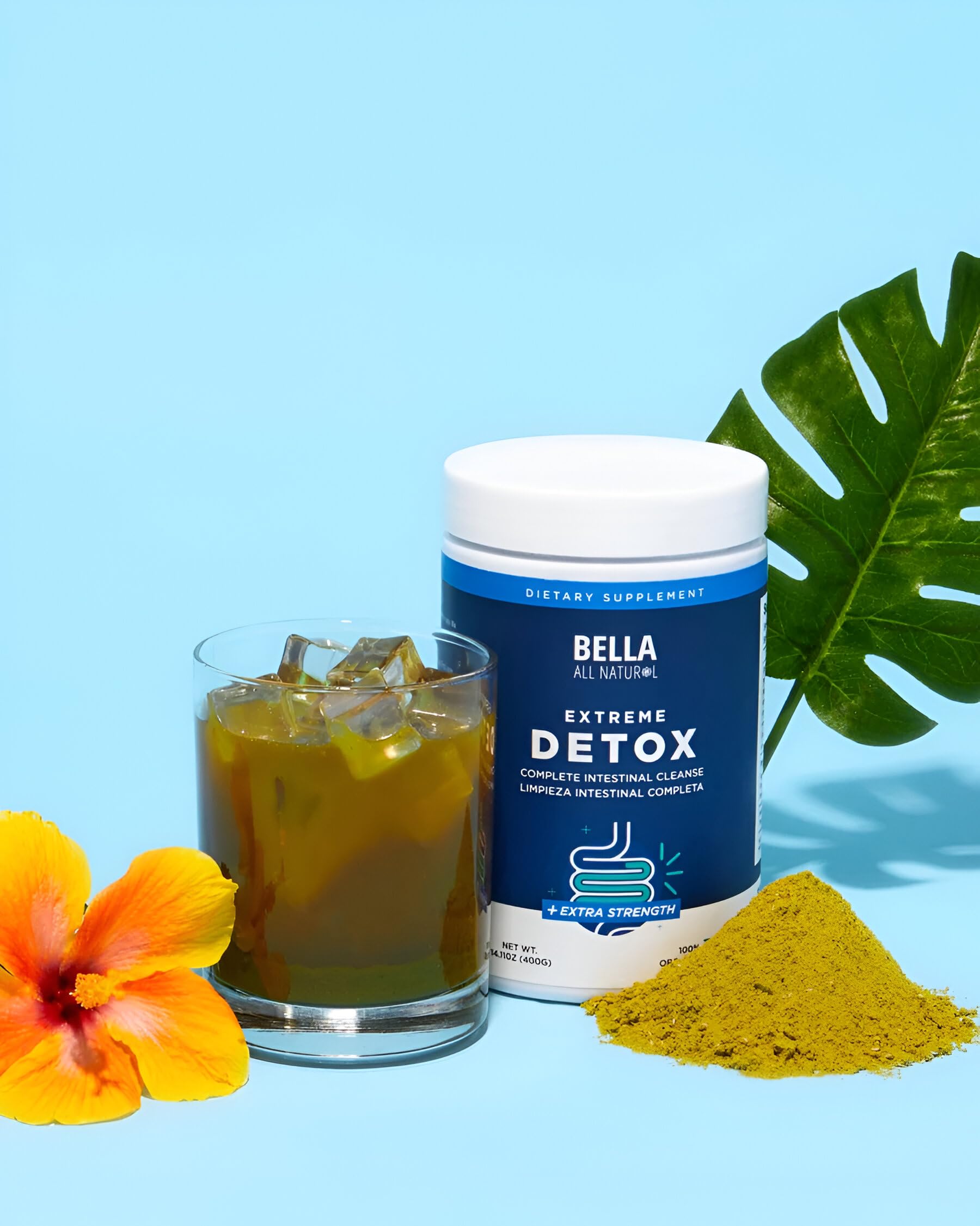 Bella All Natural Extreme Detox on a kitchen shelf; fits into daily wellness.