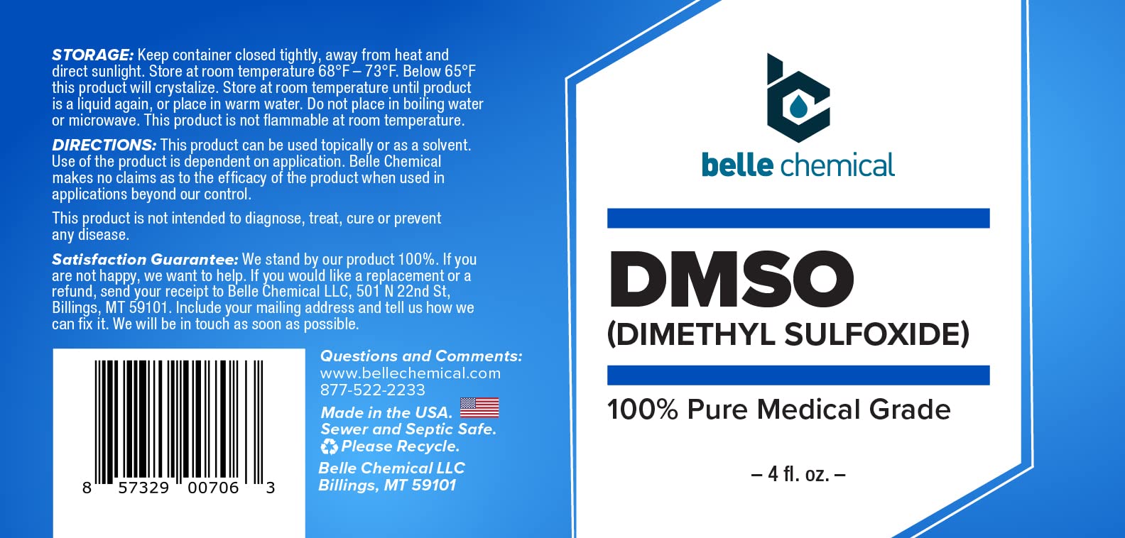 Belle Chemical DMSO topical solution for versatile, fast-acting solvent and skin-care prep