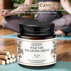 BelleHaven Wild Yam Cream ingredients image features wild yam, red clover, and chaste tree extracts.