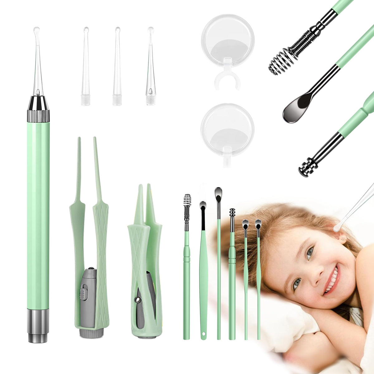 BELLESHOW kit de limpieza de oídos con luz LED ilumina el canal auditivo con precisión