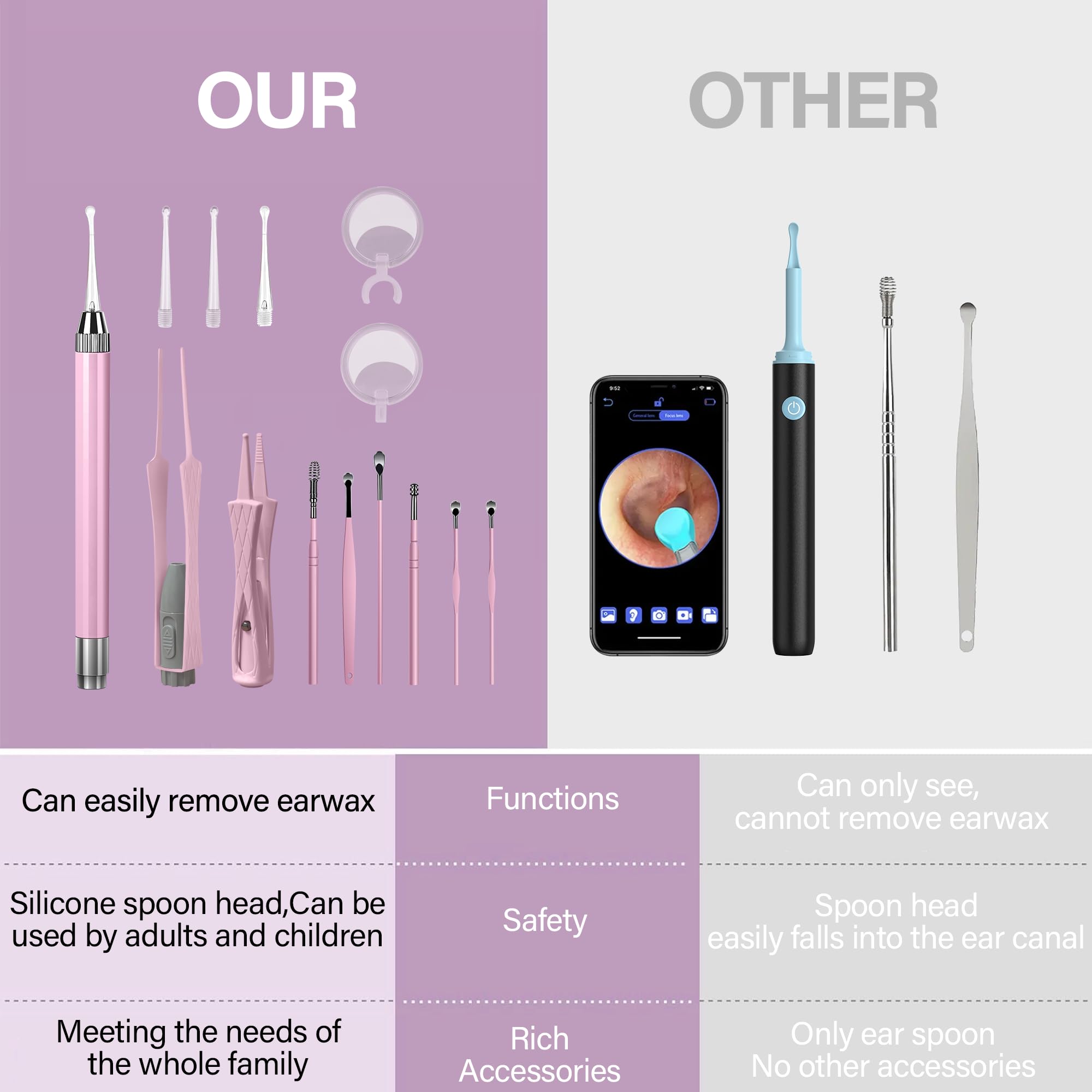 BELLESHOW LED ear tweezers with glow for accurate wax removal