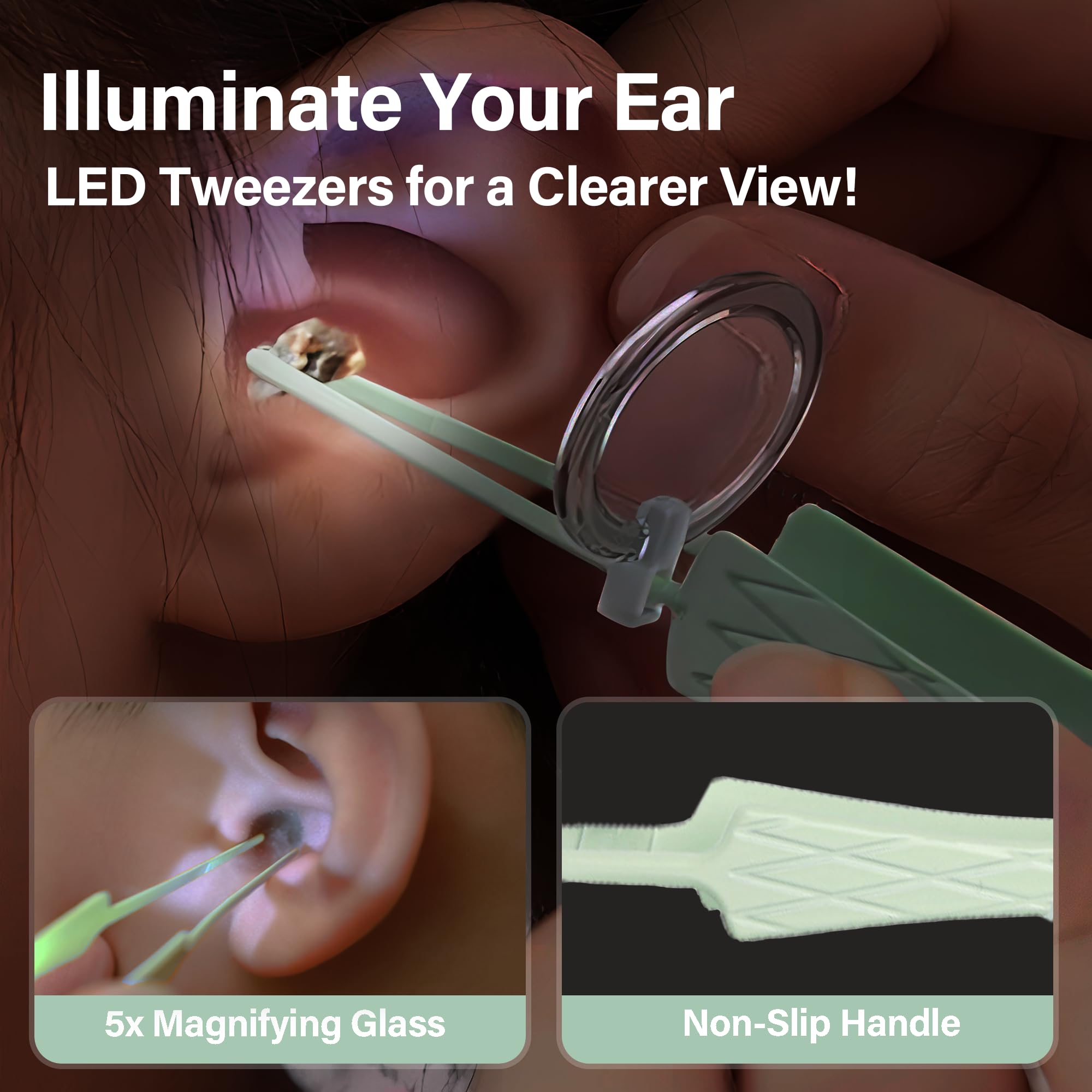 BELLESHOW pinzas acero inoxidable 6 piezas con resorte ayudan a retirar cerumen con control