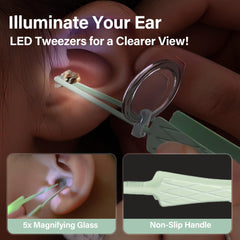 BELLESHOW pinzas acero inoxidable 6 piezas con resorte ayudan a retirar cerumen con control