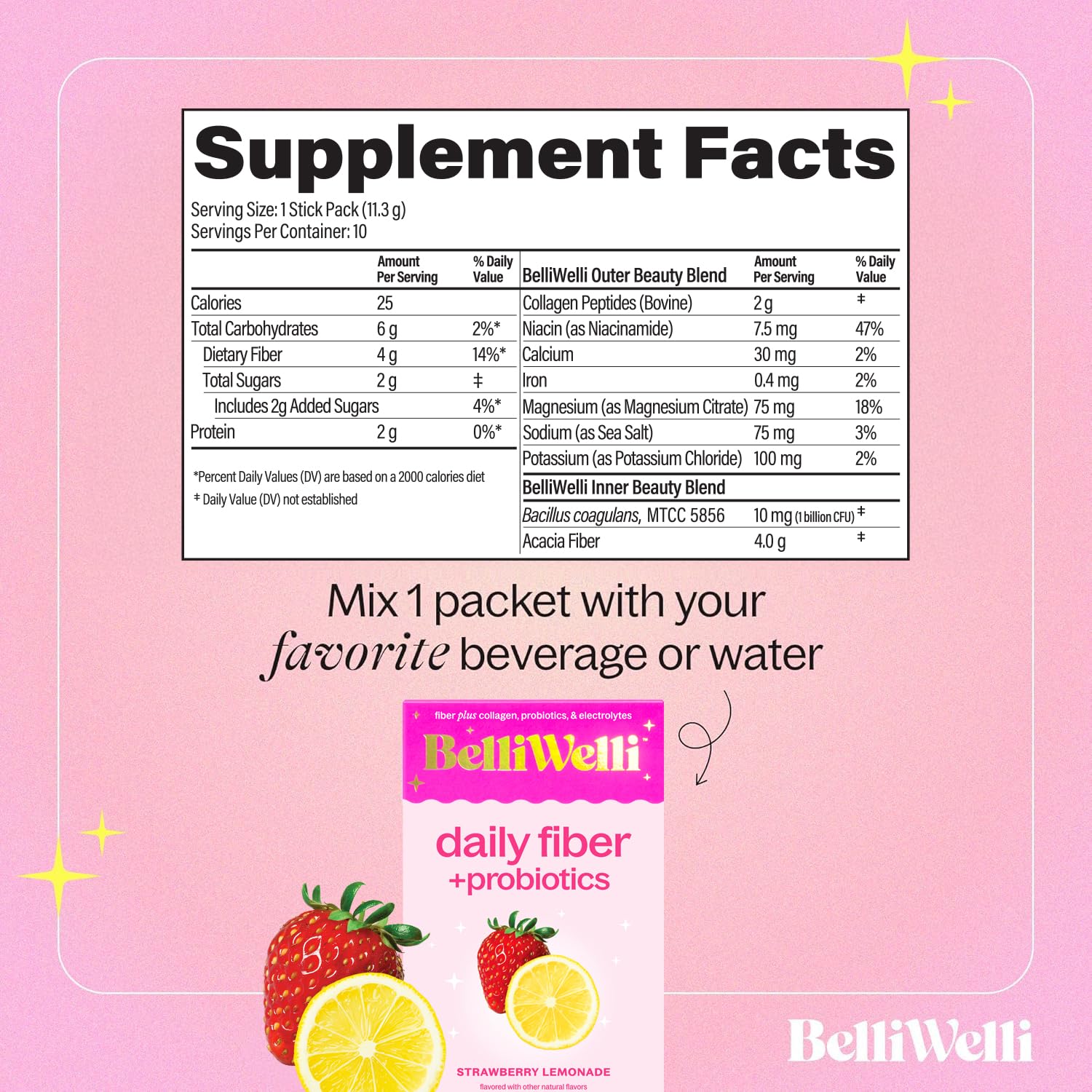 Collagen and probiotics from Belli Welli indicating skin and gut wellness support