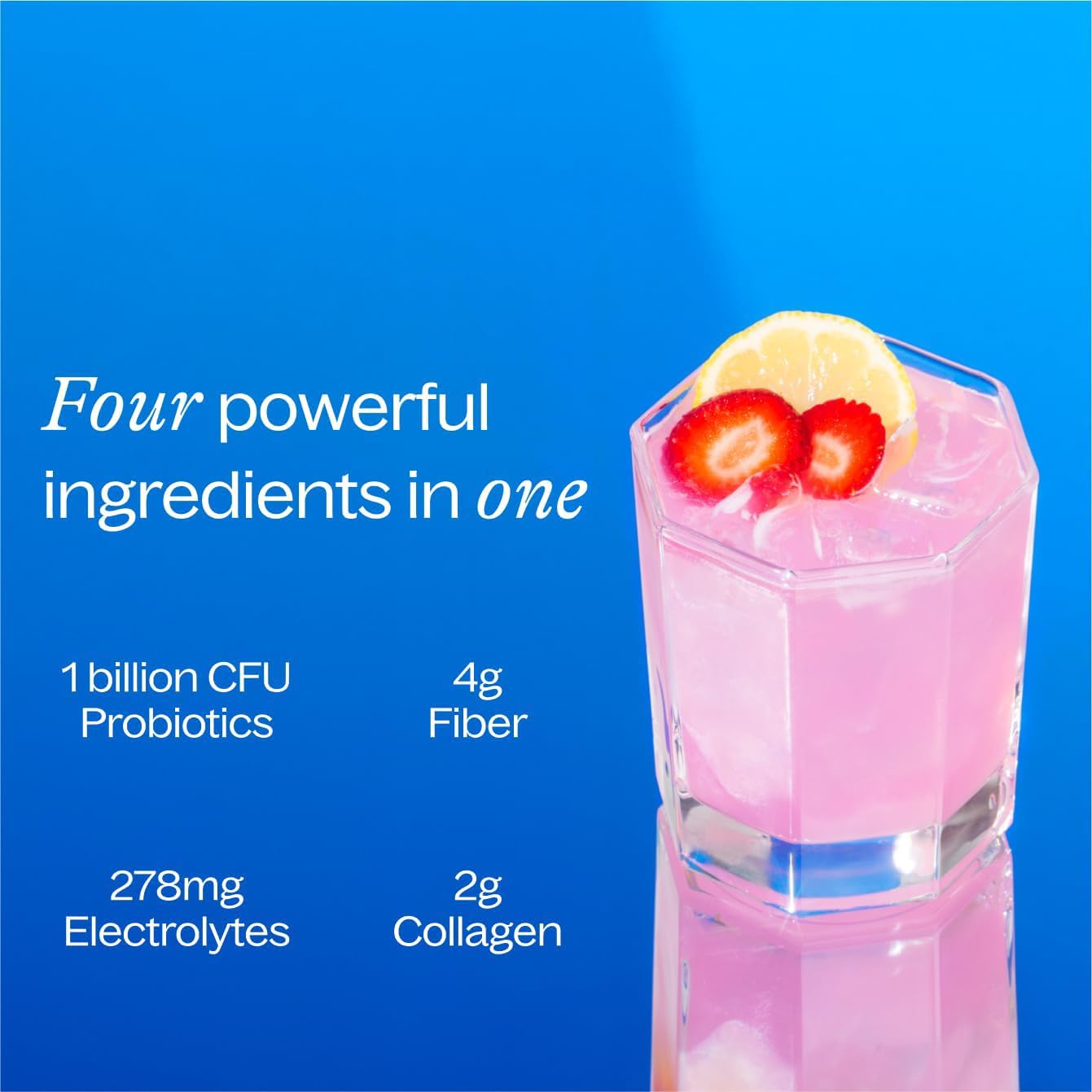 Close-up of Belli Welli fiber mix dissolving in water for smooth taste