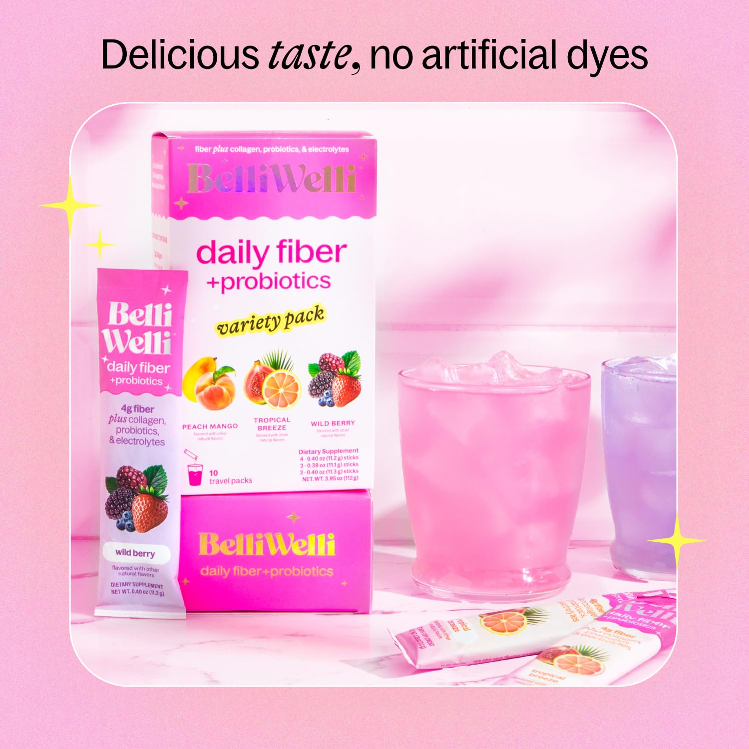 Belli Welli powder dissolves easily in water with no gritty texture