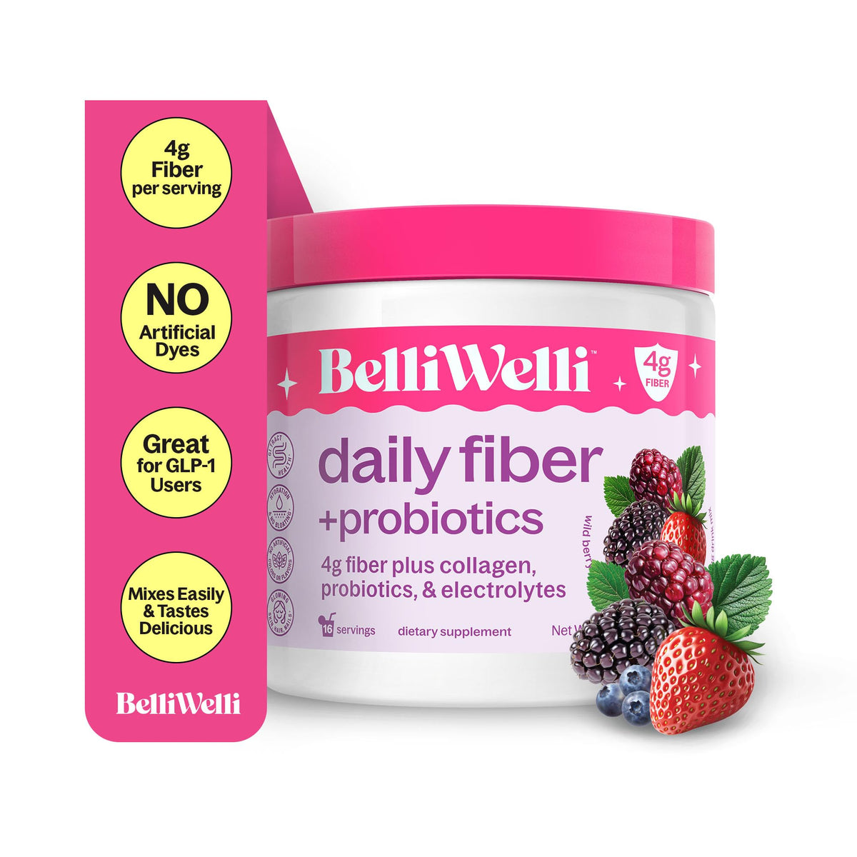 Belli Welli fiber supplement bottle on a kitchen counter supporting daily wellness.