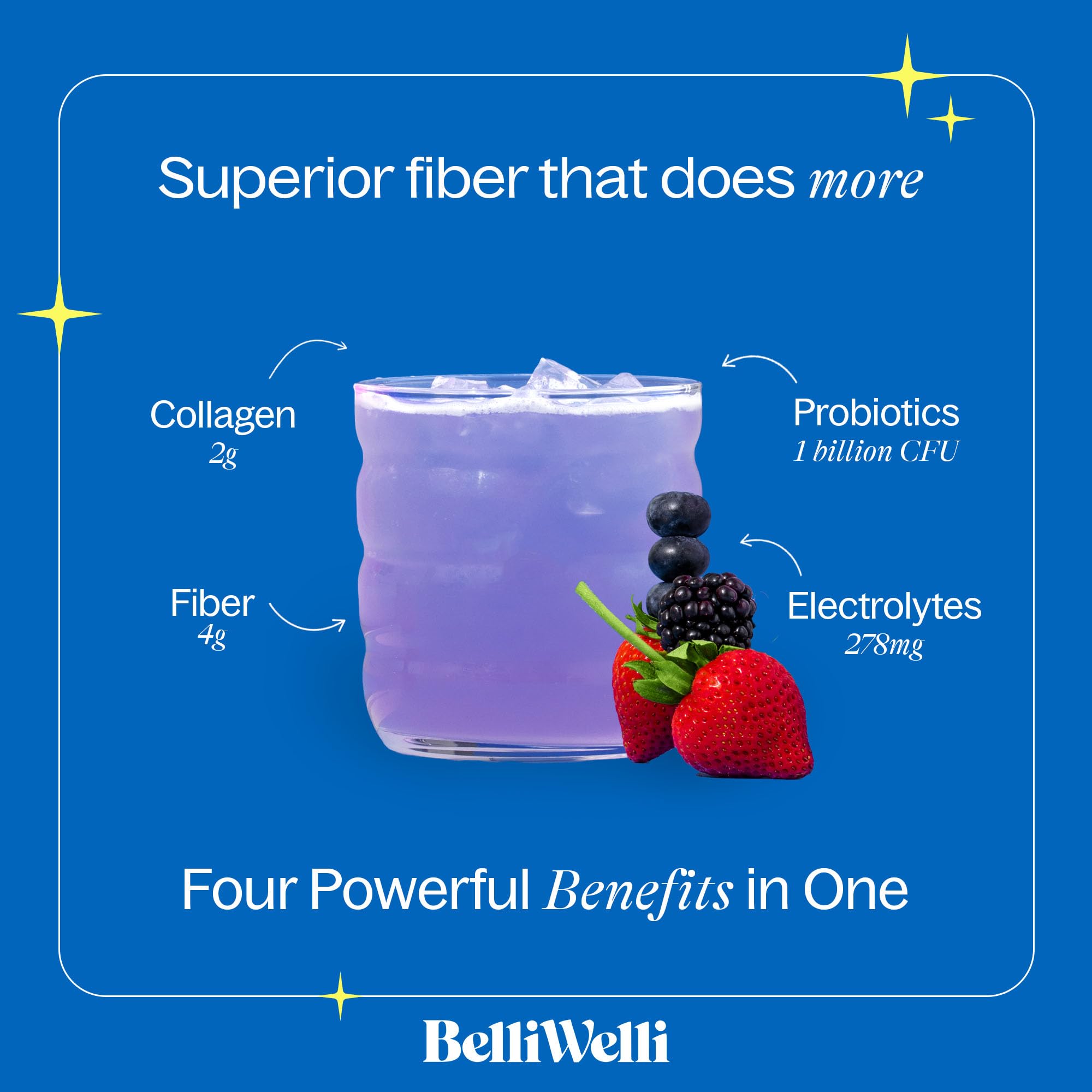 Belli Welli organic acacia fiber closeup emphasizes natural prebiotic source.
