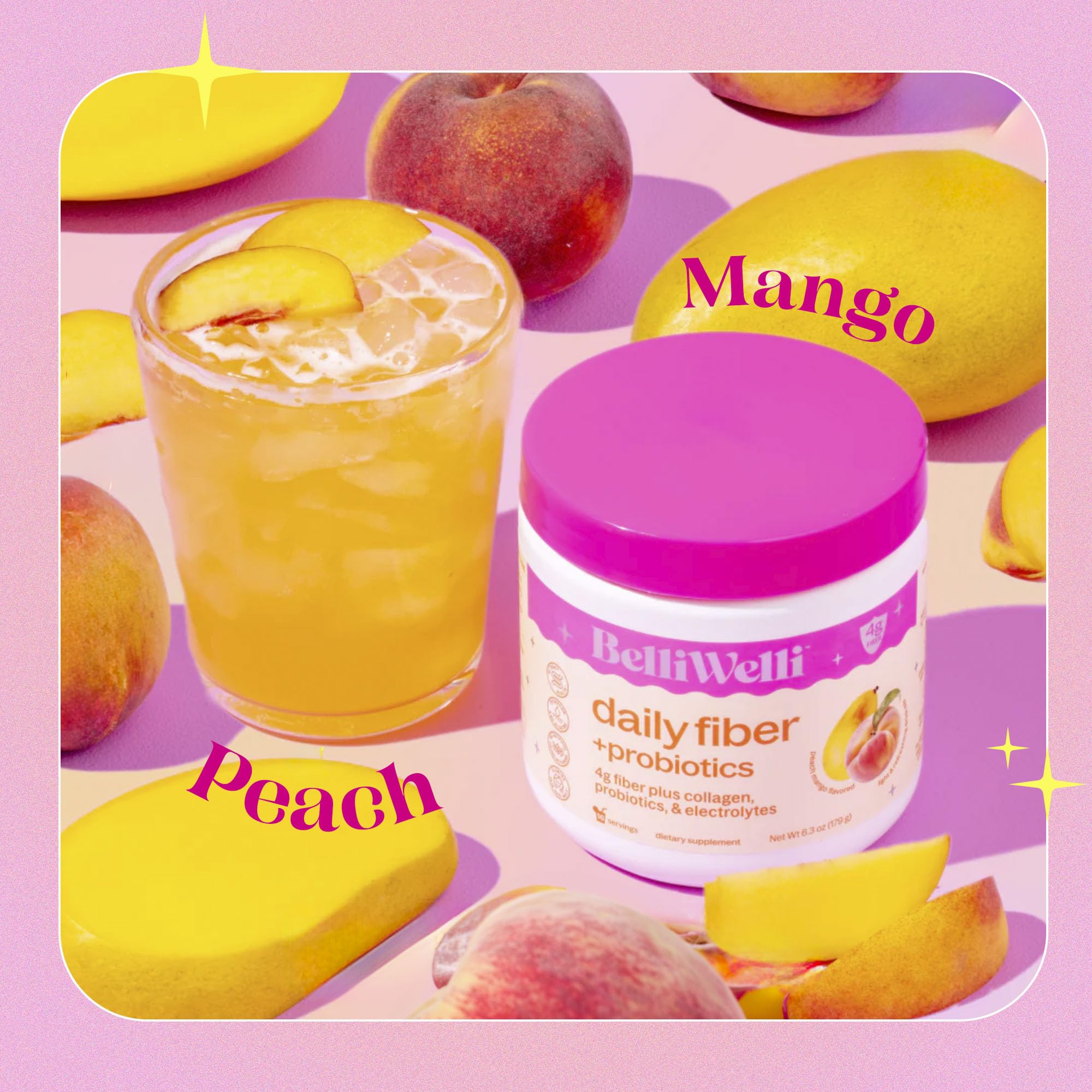 BelliWelli fiber powder with collagen and probiotics for daily wellness benefits
