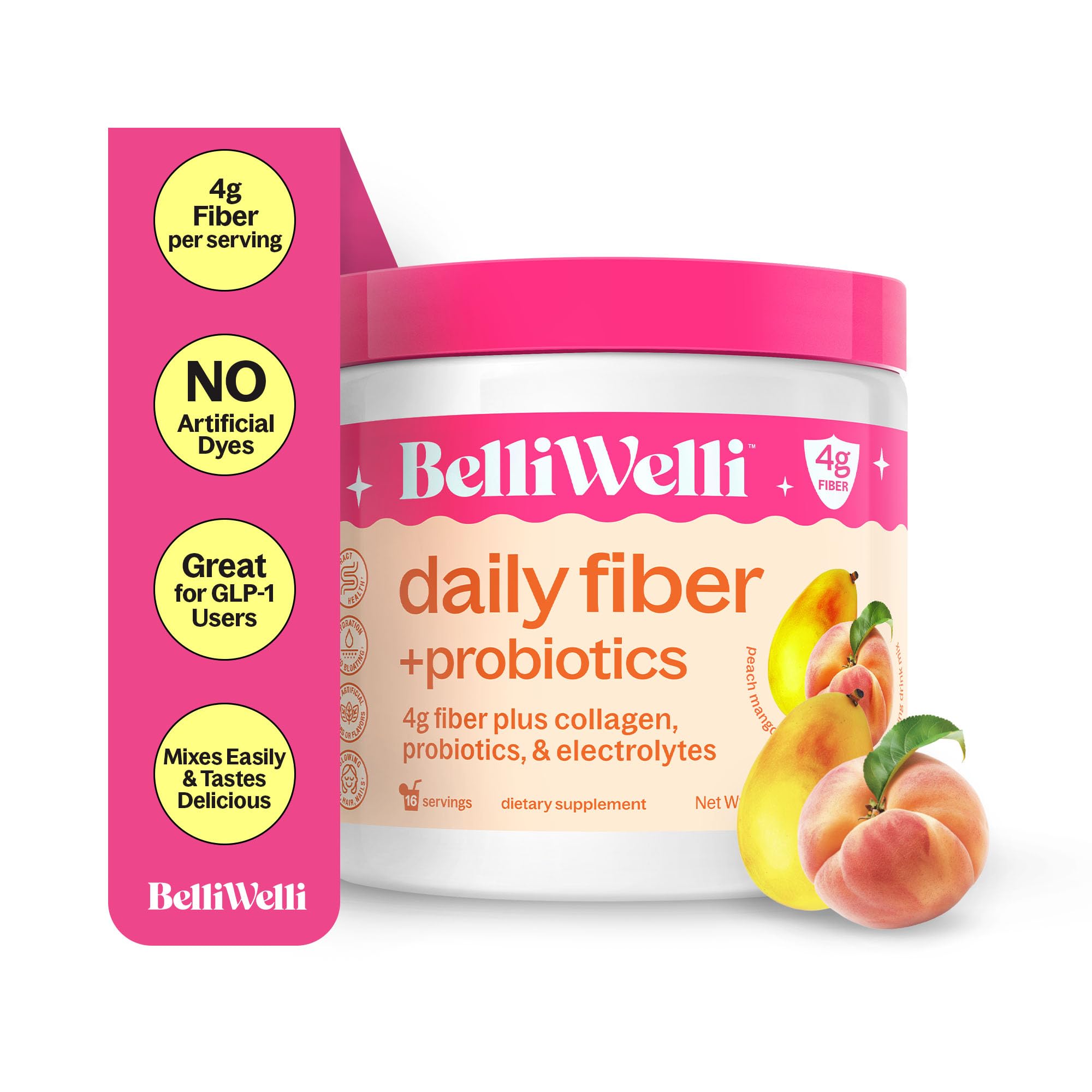 BelliWelli Fiber Powder with Organic Acacia for smooth mix and gut support