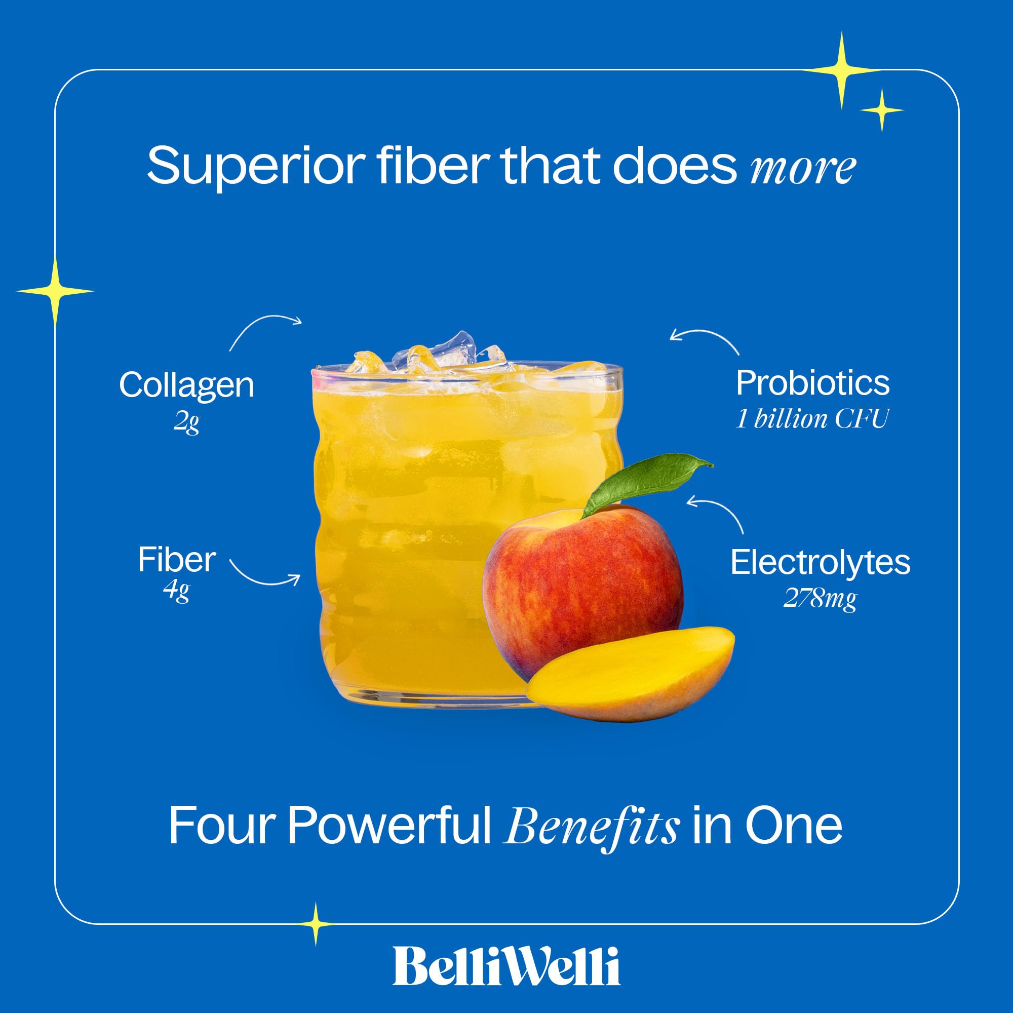 BelliWelli fiber powder peach mango flavor for enjoyable daily routine