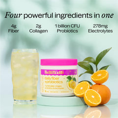 BelliWelli fiber powder close-up highlights smooth texture and easy dissolve.