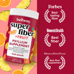 Bellway Super Fiber Fruit powder dissolving in water supports gut health.