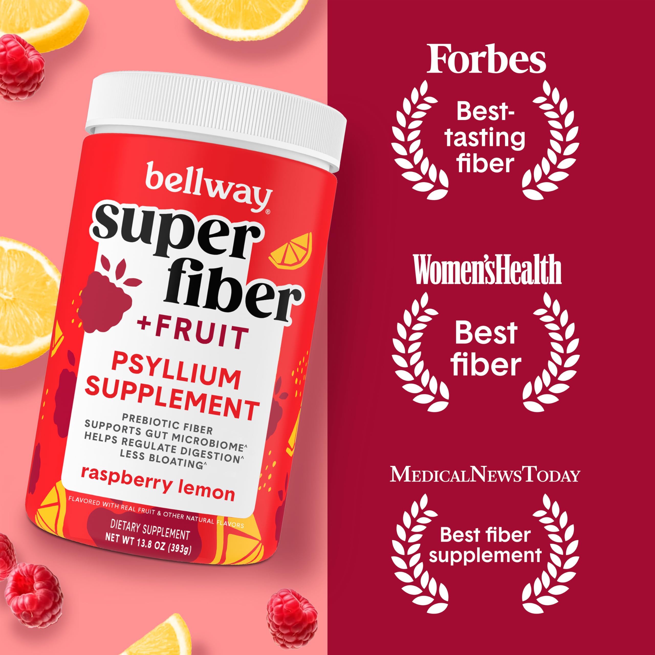 Bellway Super Fiber scoop pouring into a glass for easy daily use.
