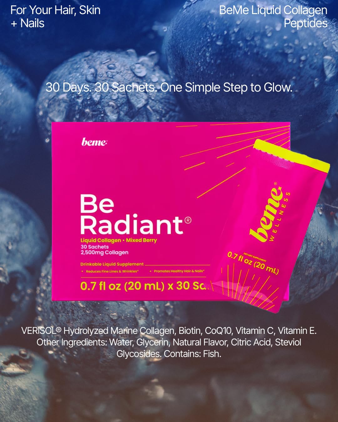 BeMe berry flavor sachets make daily routine enjoyable.