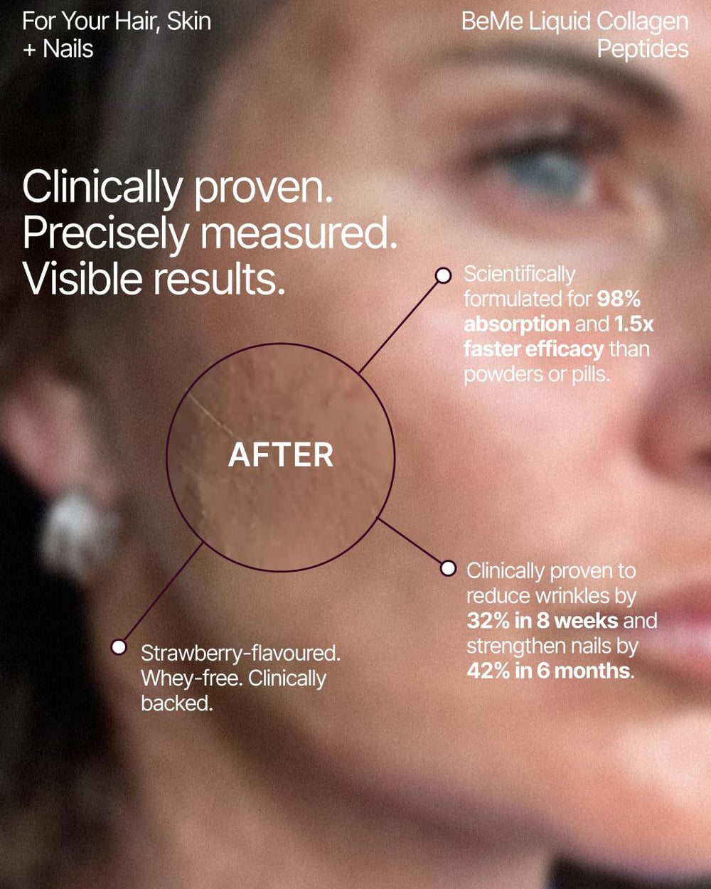 BeMe glossy packaging signaling premium formula for radiant skin.