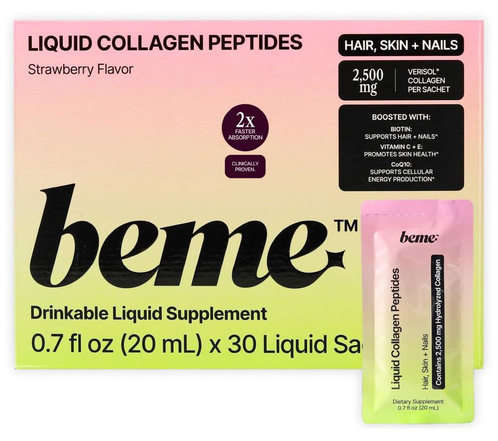 BeMe liquid collagen strawberry sachets for a convenient daily beauty ritual.