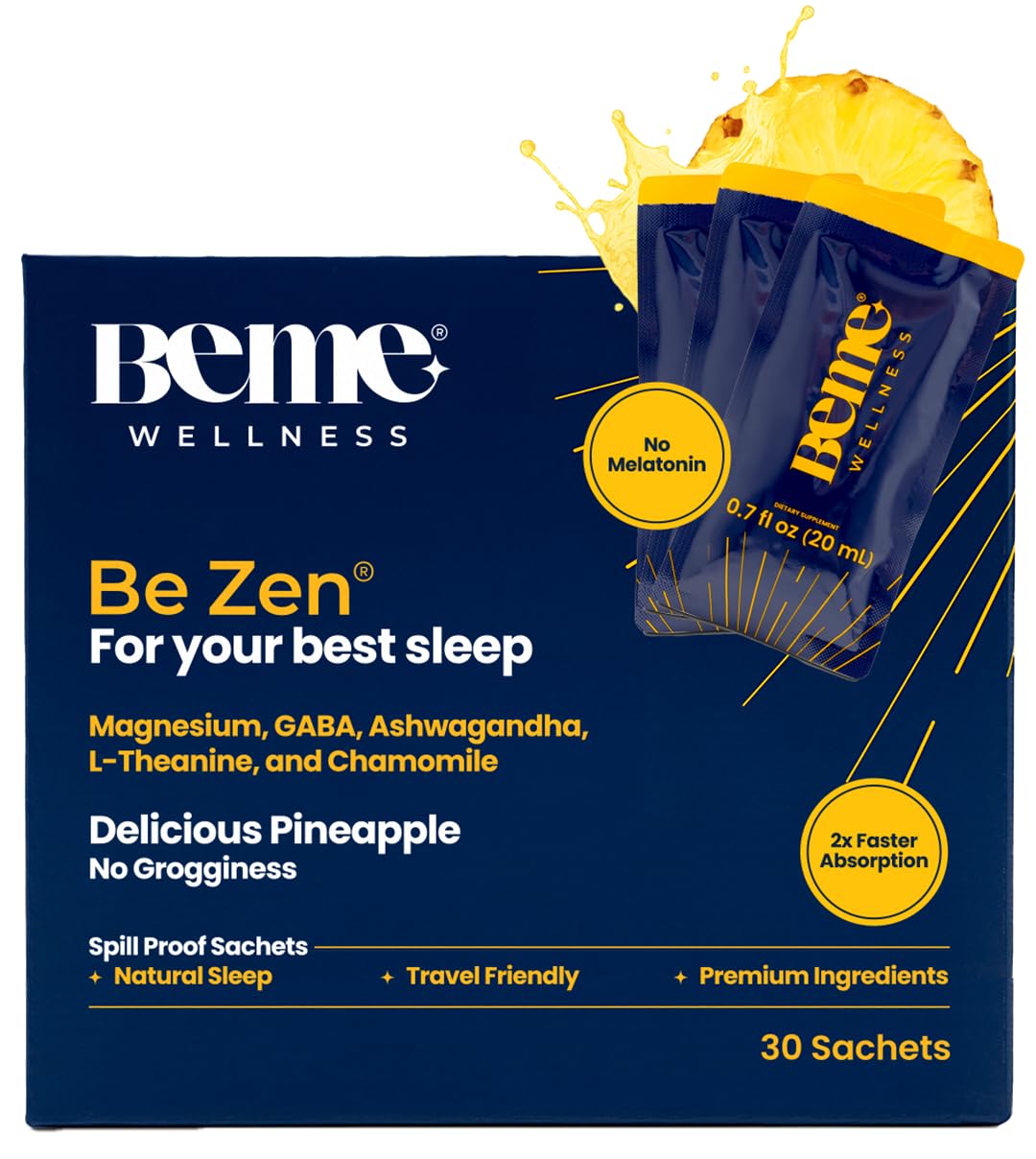 BeMe Magnesium Drink pineapple sachet closeup for convenient sleep support