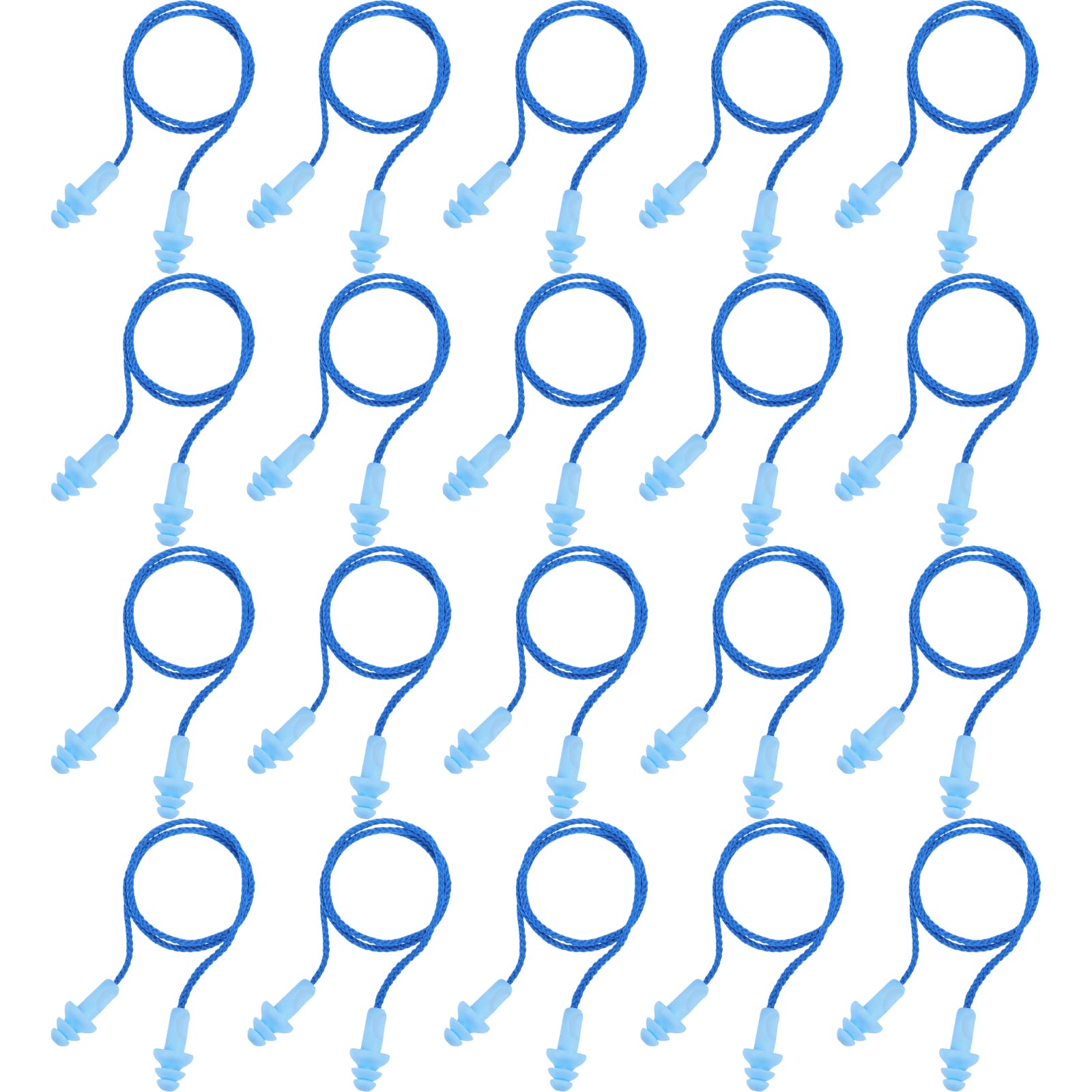 Bememo corded ear plugs in blue with Christmas tree shape for comfortable sleep.