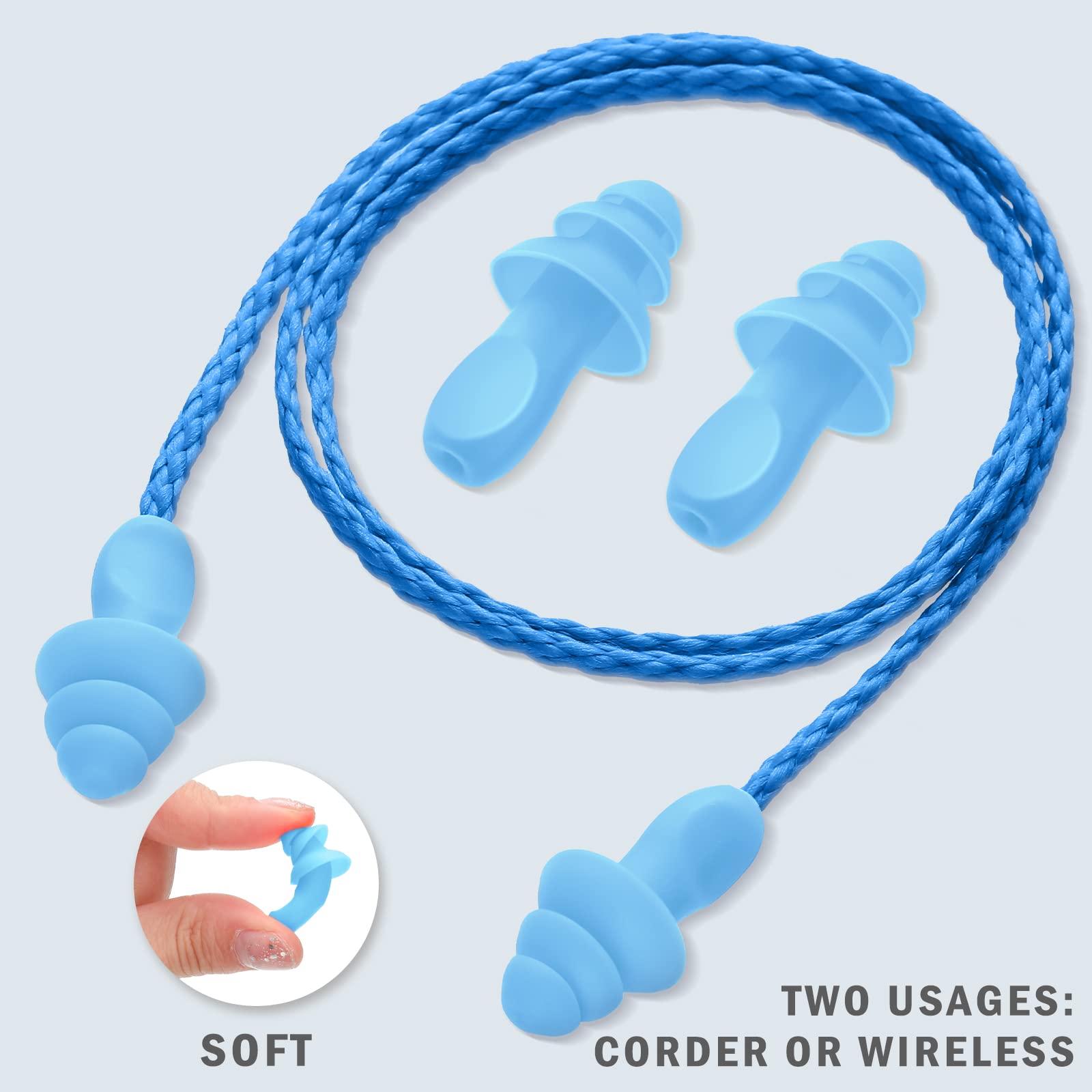 Bememo ear plugs feature a 60 cm cord for easy removal and safety.