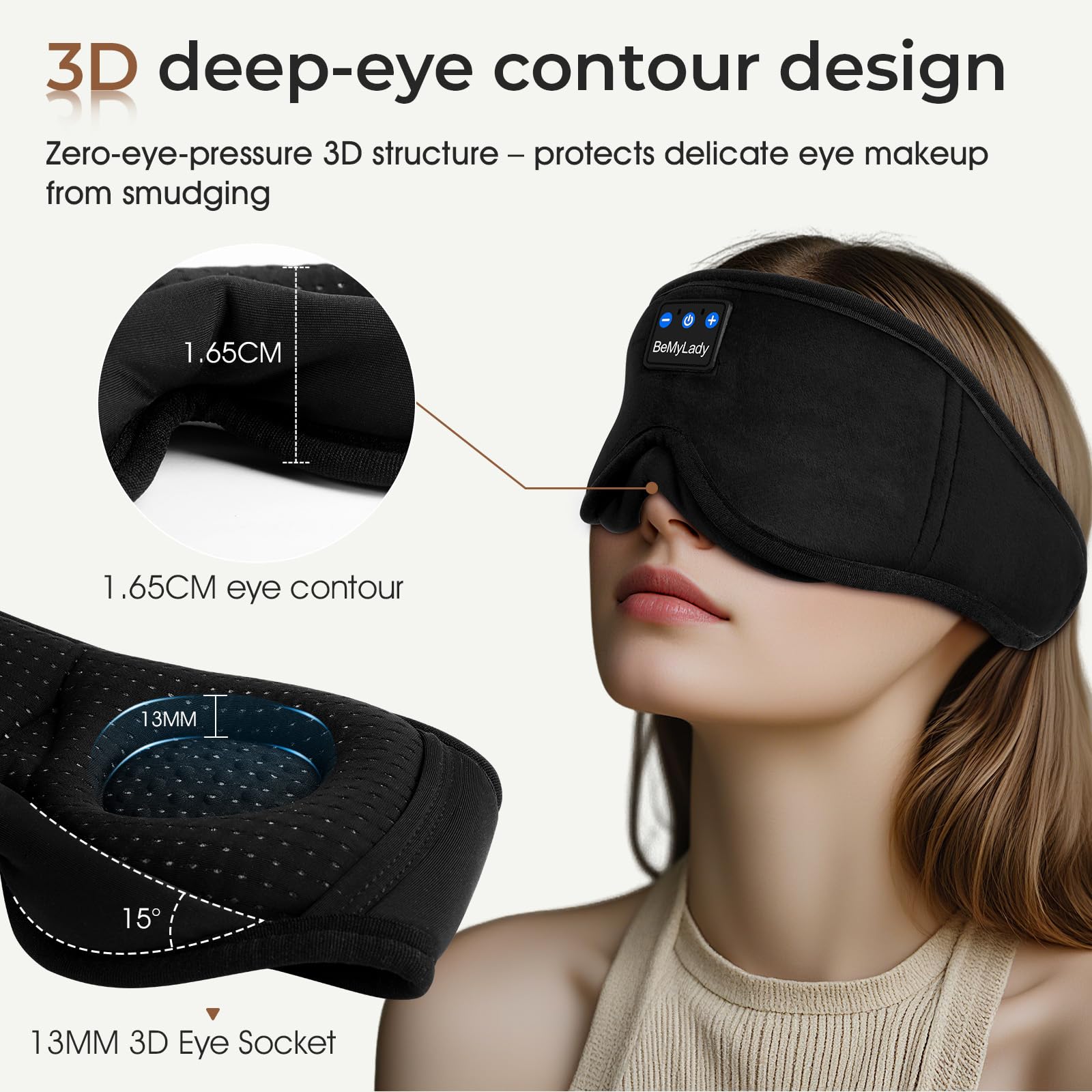BeMyLady sleep mask headphones use Bluetooth v5.4 for seamless audio.