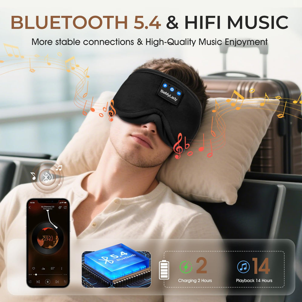 BeMyLady sleep mask headphones feature memory foam and breathable fabric.