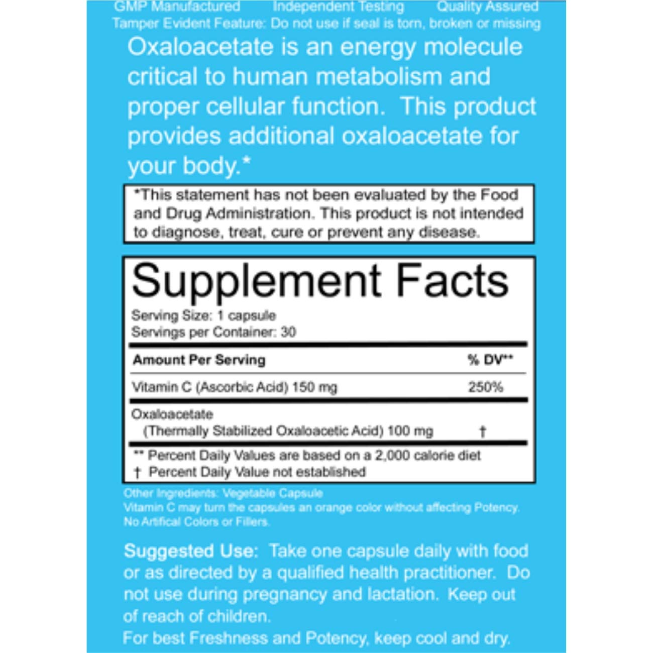 Benagene Oxaloacetate capsules shown, non-GMO vegan formula supporting steady energy.