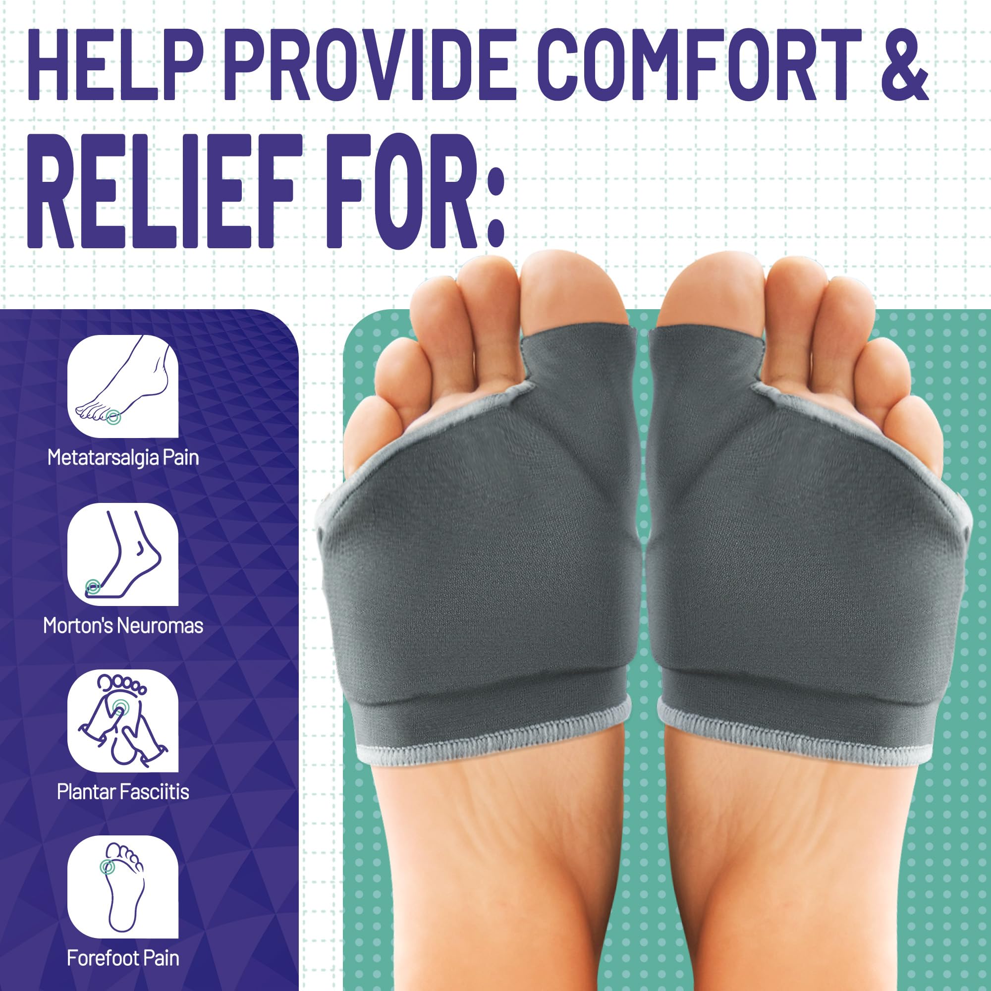 BENAYO foot pads with gel distribute weight to ease standing and walking.