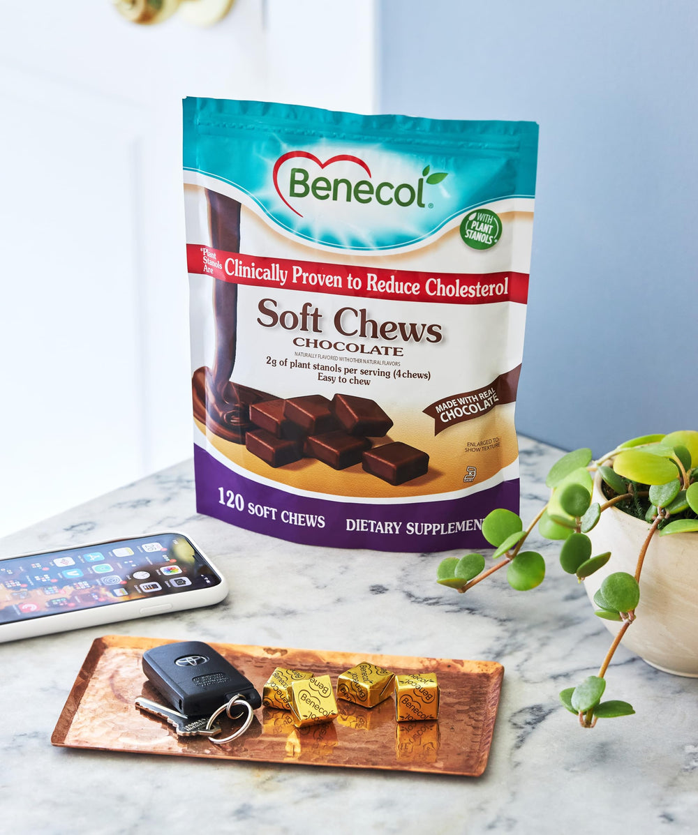 Benecol Soft Chews served on a dining table after dinner for a quick treat.