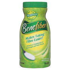 Benefiber 730g jumbo container—clear, taste-free daily fiber for meals.