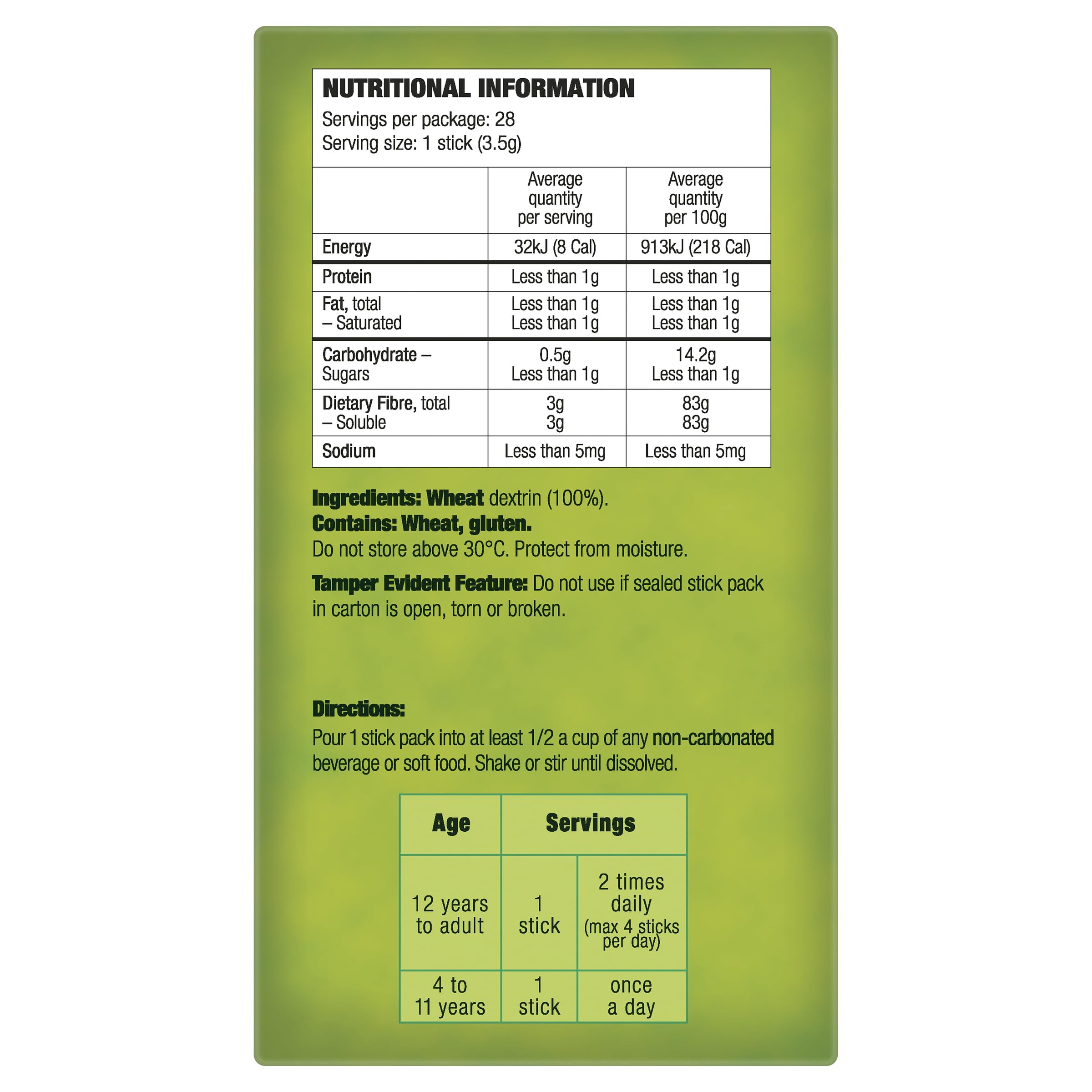 Benefiber clear powder blends invisibly into foods and beverages