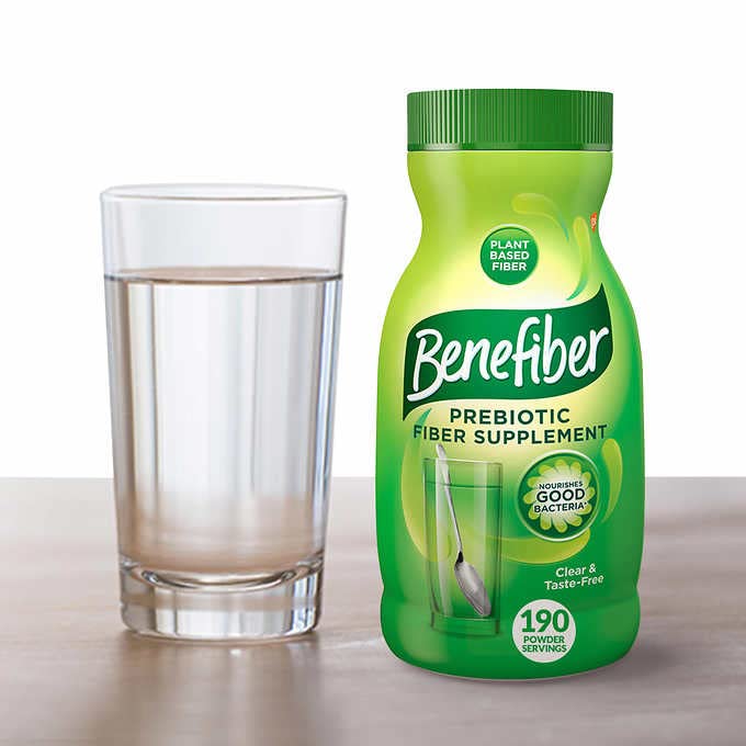 Benefiber Original powder dissolves clear in water for seamless fiber addition.