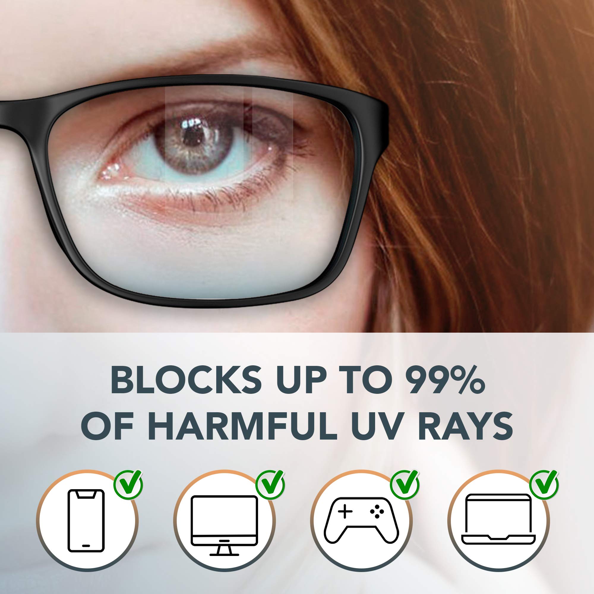 Benicci blue light glasses worn during work reduce screen strain.
