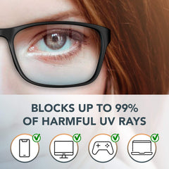 Benicci blue light glasses worn during work reduce screen strain.