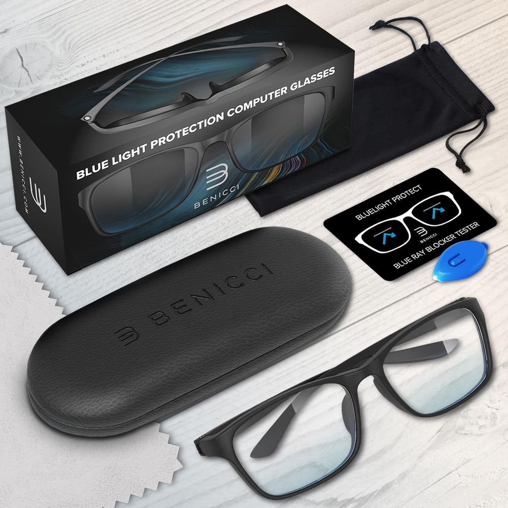 Benicci blue light glasses women's frame stylish and protective.