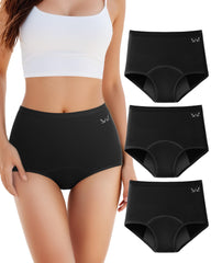 Benirap period underwear flatlay in black shows sleek daily wear with backup protection
