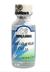 Benjamins Eucalyptus Oil bottle 1oz for nasal relief and soothing aromatherapy