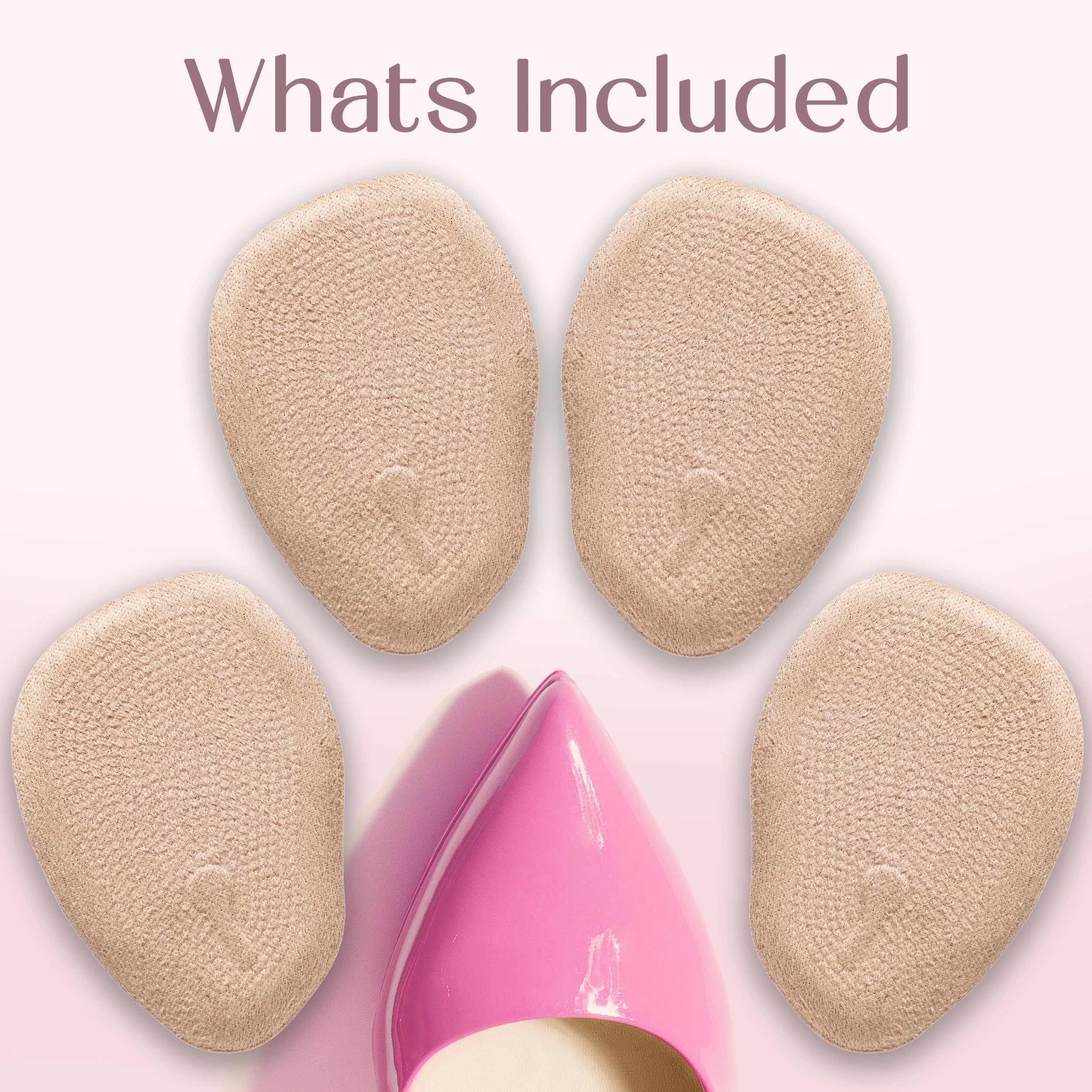 Benoo ball of foot cushions apply easy-to-remove for quick outfit changes.