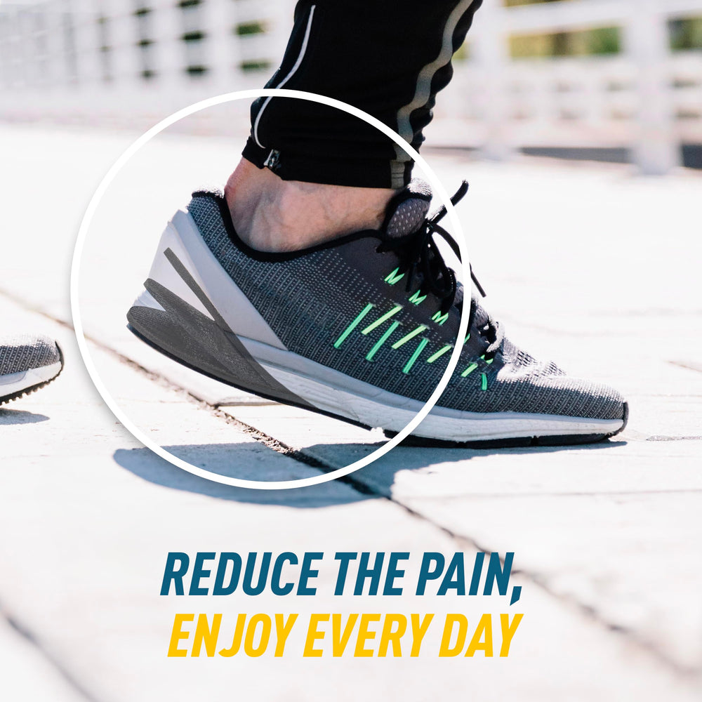 Benoo heel lifts in shoe demonstrate discreet daily support.