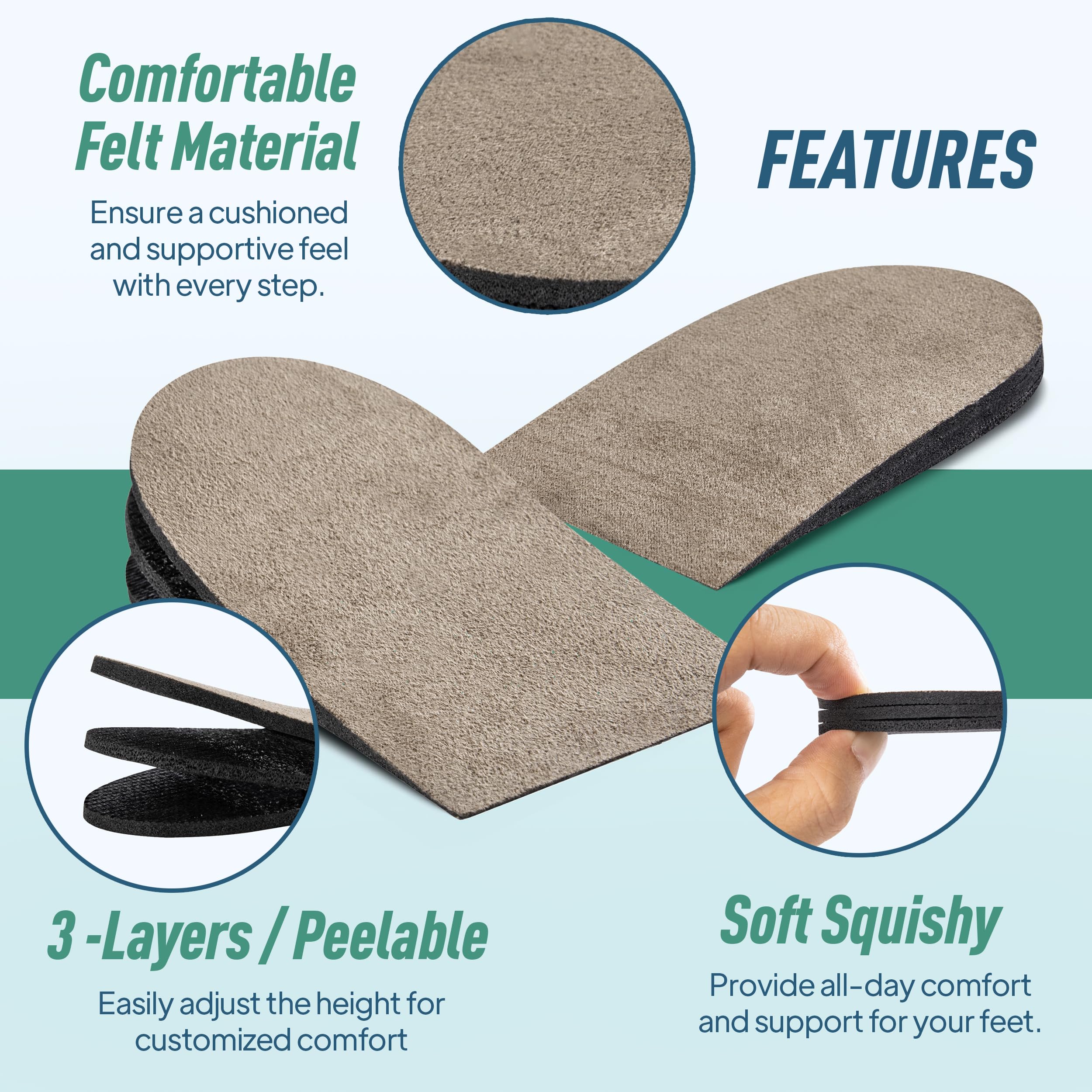 Benoo heel lifts suit both men and women for versatile use.