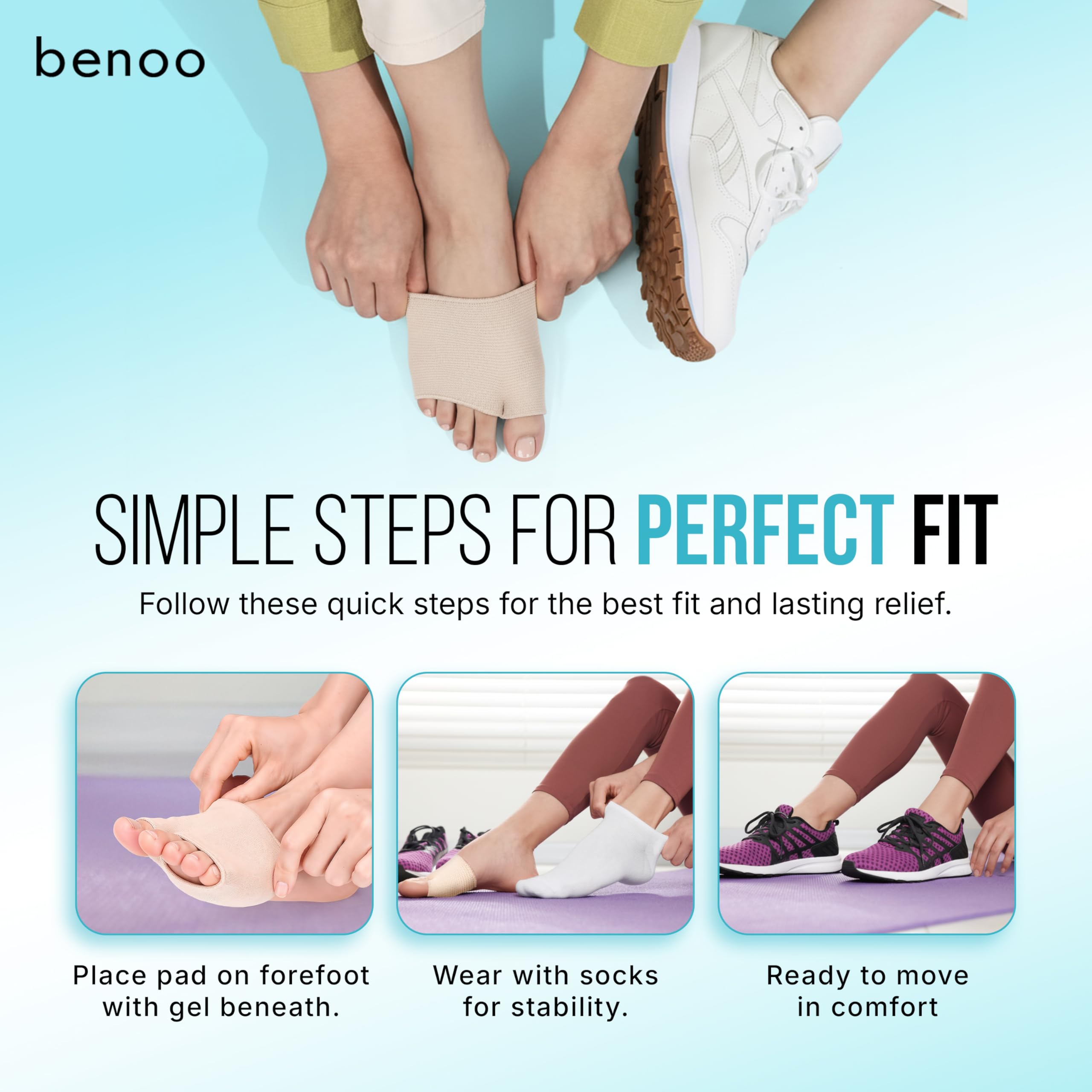 Benoo in-shoe fit demonstrates discreet, low-profile pads