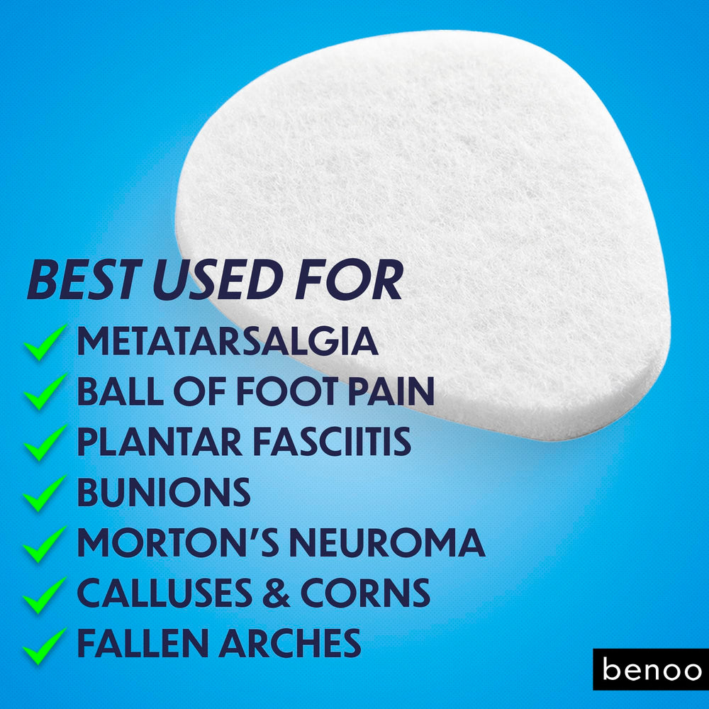 Benoo metatarsal pads adapt to sneakers sandals or orthotics
